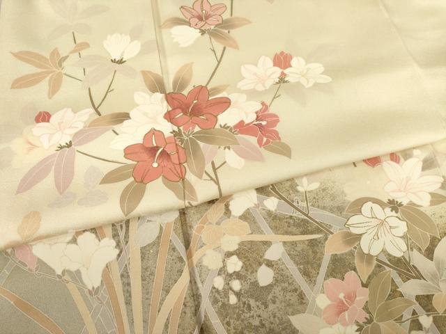 平和屋着物●訪問着　枝花文　金彩　正絹　逸品　AABF1819ck