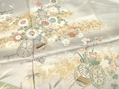 平和屋着物●訪問着　花車文　暈し染め　正絹　逸品　AABF1820ck