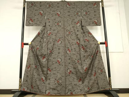 平和屋着物●本場大島紬　一元7マルキ　雪輪花文　正絹　逸品　AABF1821ck