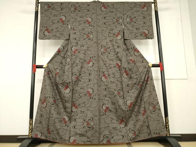 平和屋着物●本場大島紬　一元7マルキ　雪輪花文　正絹　逸品　AABF1821ck