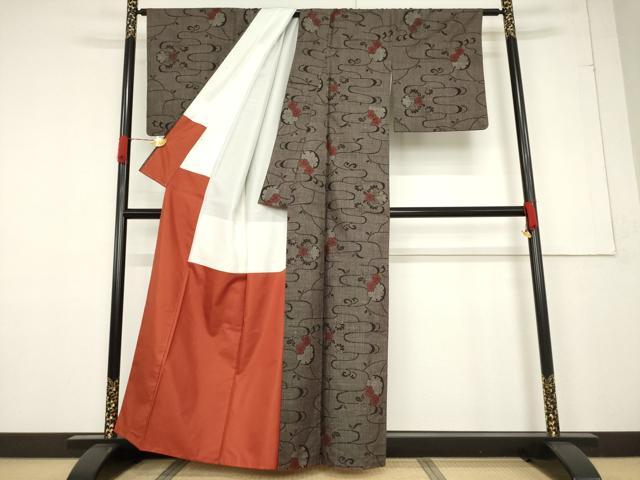 平和屋着物●本場大島紬　一元7マルキ　雪輪花文　正絹　逸品　AABF1821ck