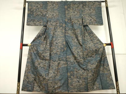 平和屋着物●本場大島紬　カタス9マルキ　風景文　ほていや扱い　正絹　逸品　AABF1822ck