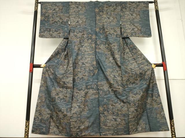 平和屋着物●本場大島紬　カタス9マルキ　風景文　ほていや扱い　正絹　逸品　AABF1822ck