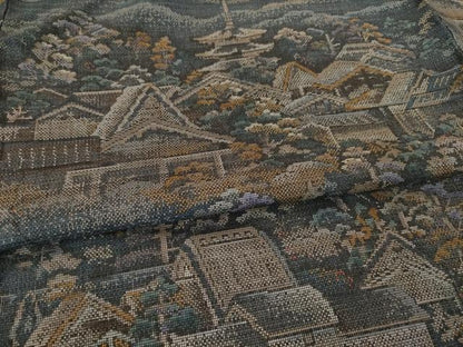 平和屋着物●本場大島紬　カタス9マルキ　風景文　ほていや扱い　正絹　逸品　AABF1822ck