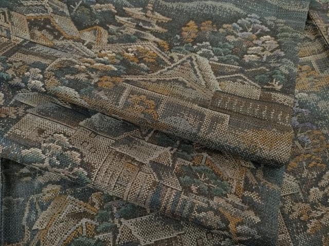 平和屋着物●本場大島紬　カタス9マルキ　風景文　ほていや扱い　正絹　逸品　AABF1822ck