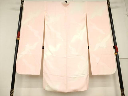 平和屋着物●振袖用長襦袢　袷　飛鶴地紋　暈し染め　正絹　逸品　未使用　AABF1823ck