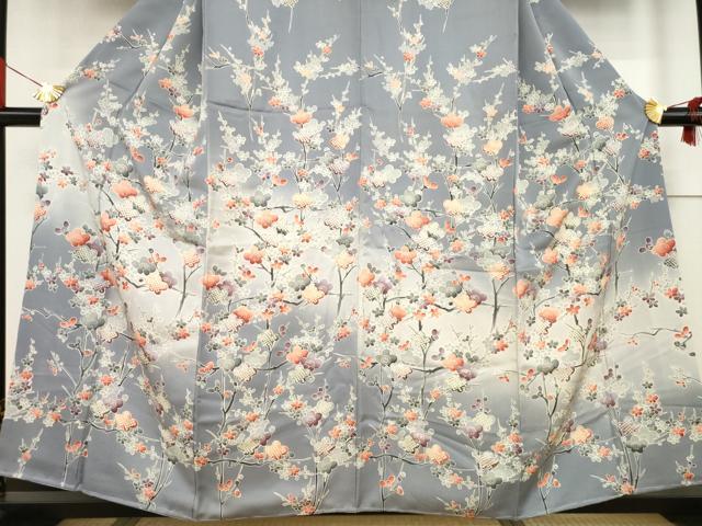 平和屋着物●訪問着　枝梅文　暈し染め　正絹　逸品　AABF1824ck