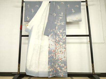 平和屋着物●訪問着　枝梅文　暈し染め　正絹　逸品　AABF1824ck