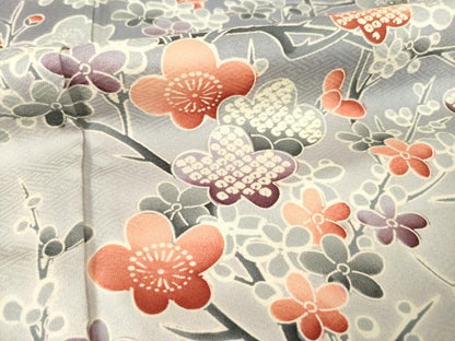 平和屋着物●訪問着　枝梅文　暈し染め　正絹　逸品　AABF1824ck