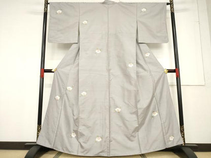 平和屋着物●上質な紬　舞花文　正絹　逸品　AABF1825ck