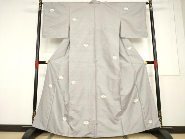 平和屋着物●上質な紬　舞花文　正絹　逸品　AABF1825ck