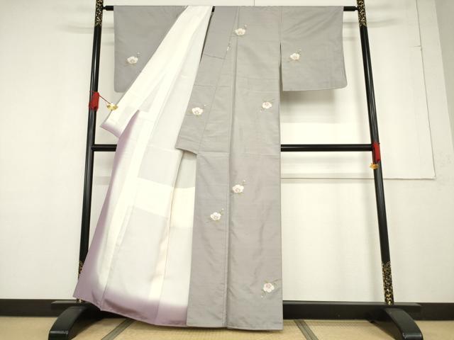 平和屋着物●上質な紬　舞花文　正絹　逸品　AABF1825ck