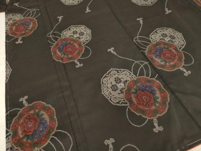 平和屋着物●本場大島紬　カタス9マルキ　地空き　鏡裏花文　正絹　逸品　AABF1826ck