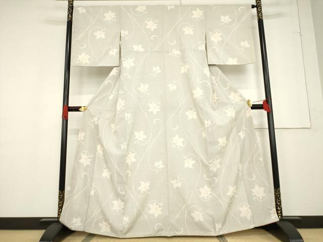 平和屋着物●本塩沢　110亀甲　花唐草文　正絹　逸品　AABF1828ck