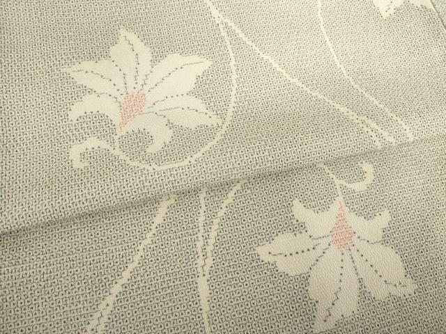 平和屋着物●本塩沢　110亀甲　花唐草文　正絹　逸品　AABF1828ck
