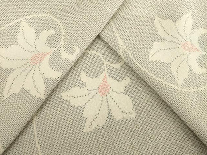 平和屋着物●本塩沢　110亀甲　花唐草文　正絹　逸品　AABF1828ck