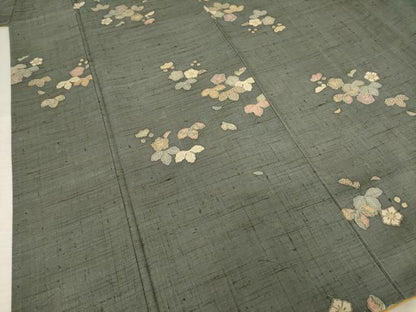 平和屋着物●上質な小紋　紬地　舞花文　正絹　逸品　AABF1829ck