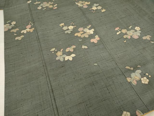 平和屋着物●上質な小紋　紬地　舞花文　正絹　逸品　AABF1829ck