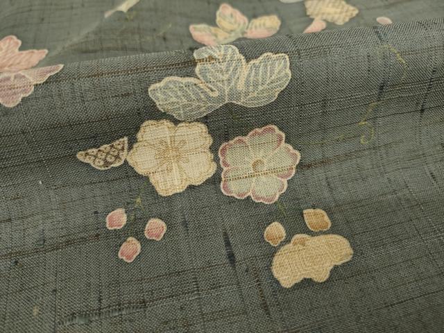 平和屋着物●上質な小紋　紬地　舞花文　正絹　逸品　AABF1829ck