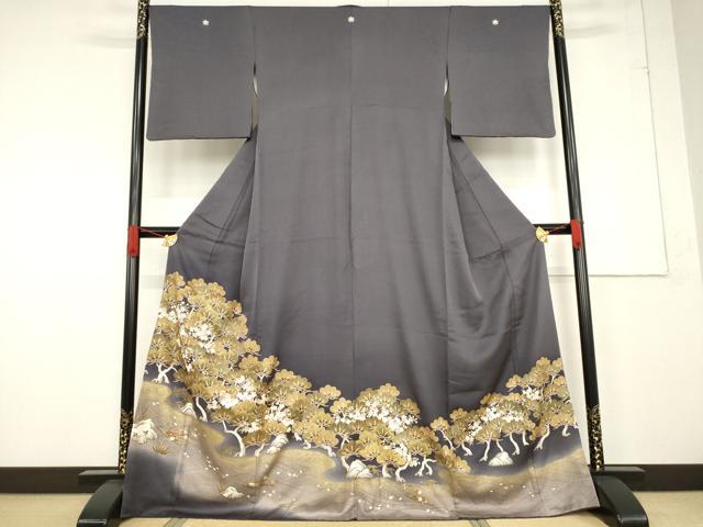 平和屋着物●豪華色留袖　駒刺繍　吉祥花文　松　金彩　正絹　逸品　AABF1830ck 平和屋着物○豪華色留袖 駒刺繍 吉祥花文 松 金彩 正絹 逸品