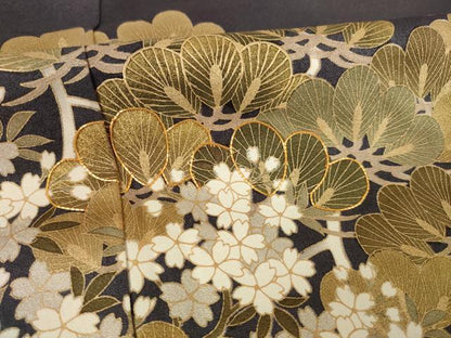 平和屋着物●豪華色留袖　駒刺繍　吉祥花文　松　金彩　正絹　逸品　AABF1830ck