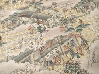 平和屋着物●本場大島紬　染大島　訪問着　人物風景文　金彩　正絹　逸品　AABF1831ck