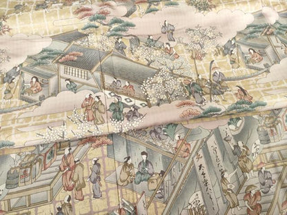 平和屋着物●本場大島紬　染大島　訪問着　人物風景文　金彩　正絹　逸品　AABF1831ck