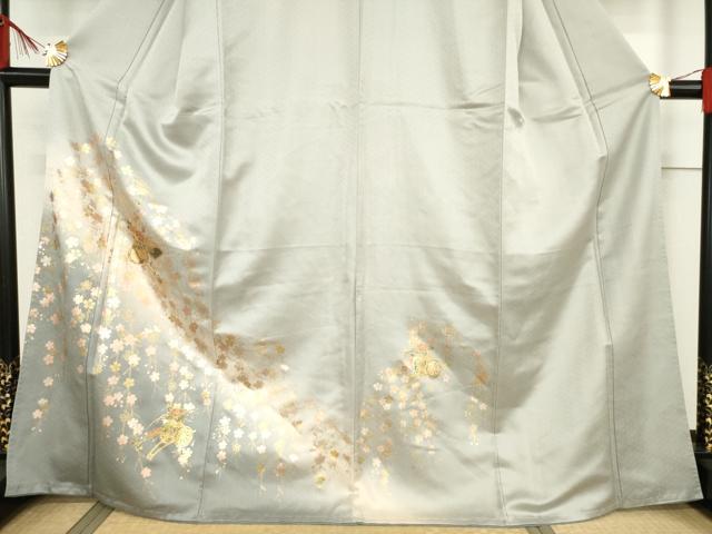 平和屋着物●訪問着　花車文　暈し染め　金彩　正絹　逸品　未使用　AABF1835ck