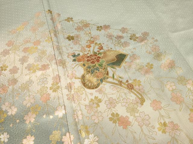 平和屋着物●訪問着　花車文　暈し染め　金彩　正絹　逸品　未使用　AABF1835ck