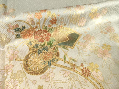 平和屋着物●訪問着　花車文　暈し染め　金彩　正絹　逸品　未使用　AABF1835ck