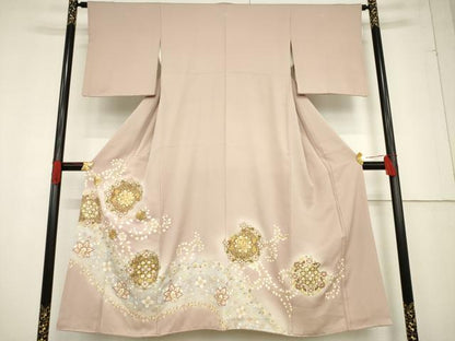 平和屋着物●豪華色留袖 駒刺繍 飾花文 暈し染め 金彩 正絹 逸品 AABF1837ck