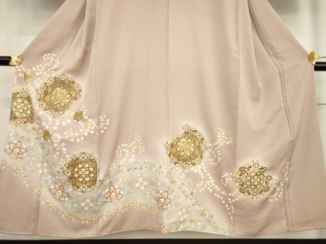 平和屋着物●豪華色留袖 駒刺繍 飾花文 暈し染め 金彩 正絹 逸品 AABF1837ck