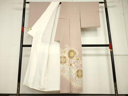 平和屋着物●豪華色留袖 駒刺繍 飾花文 暈し染め 金彩 正絹 逸品 AABF1837ck