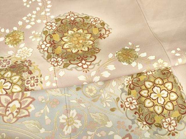 平和屋着物●豪華色留袖 駒刺繍 飾花文 暈し染め 金彩 正絹 逸品 AABF1837ck