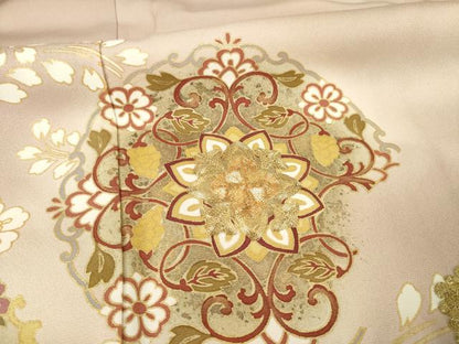 平和屋着物●豪華色留袖 駒刺繍 飾花文 暈し染め 金彩 正絹 逸品 AABF1837ck