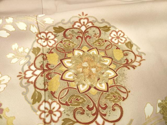 平和屋着物●豪華色留袖 駒刺繍 飾花文 暈し染め 金彩 正絹 逸品 AABF1837ck
