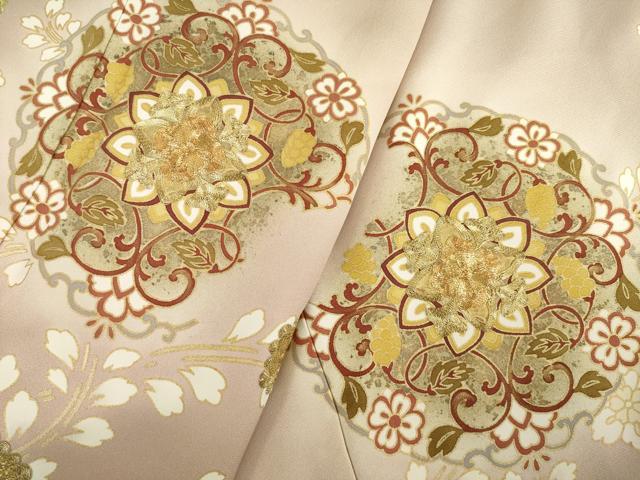 平和屋着物●豪華色留袖 駒刺繍 飾花文 暈し染め 金彩 正絹 逸品 AABF1837ck
