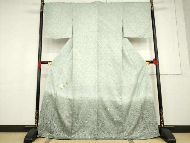 平和屋着物●訪問着 総絞り 刺繍 亀甲兎花文 暈し染め 金糸 正絹 逸品 未使用 AABF1839ck