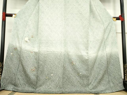 平和屋着物●訪問着 総絞り 刺繍 亀甲兎花文 暈し染め 金糸 正絹 逸品 未使用 AABF1839ck