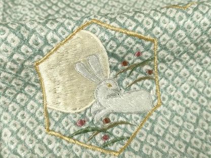 平和屋着物●訪問着 総絞り 刺繍 亀甲兎花文 暈し染め 金糸 正絹 逸品 未使用 AABF1839ck