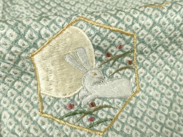 平和屋着物●訪問着 総絞り 刺繍 亀甲兎花文 暈し染め 金糸 正絹 逸品 未使用 AABF1839ck