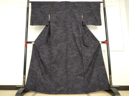 平和屋着物●結城紬 80亀甲 流水花文 そごう扱い 正絹 逸品 AABF1840ck