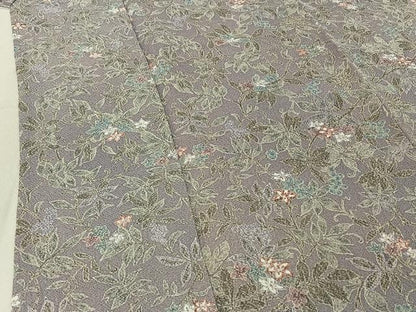 平和屋着物▽上質な小紋 単衣 草花文 鬼しぼ縮緬 正絹 逸品 AABF1841jh