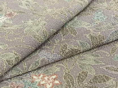平和屋着物▽上質な小紋 単衣 草花文 鬼しぼ縮緬 正絹 逸品 AABF1841jh