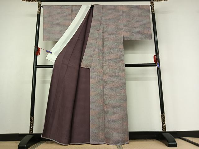 平和屋着物▽上質な小紋 単衣 霞文 暈し染め 正絹 逸品 AABF1842jh