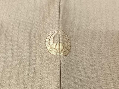 平和屋着物▽上質な色無地 単衣 よろけ縞地紋 薄梅鼠色 正絹 逸品 AABF1843jh