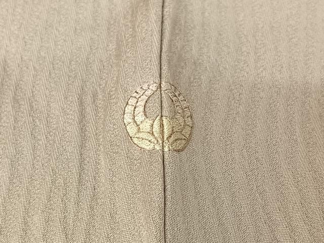平和屋着物▽上質な色無地 単衣 よろけ縞地紋 薄梅鼠色 正絹 逸品 AABF1843jh