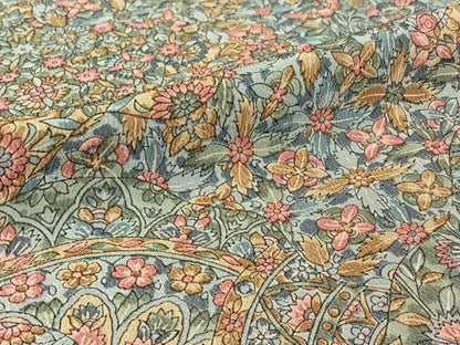 平和屋着物▽上質な小紋　単衣　更紗花文　正絹　逸品　AABF1844jh