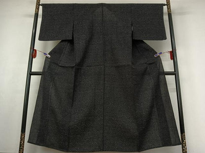 平和屋着物▽結城ちぢみ 単衣 花菱文 正絹 逸品 AABF1845jh