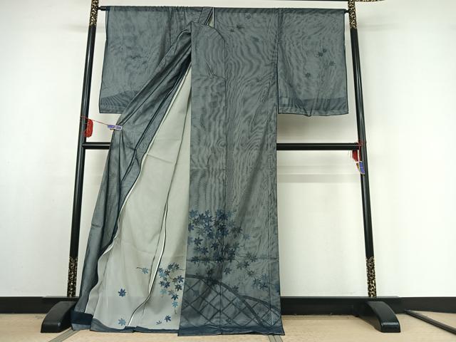 平和屋着物▽訪問着 無双 紗袷 紗×紗 籬枝葉文 金彩 上代38万 仮絵羽 正絹 逸品 AABF1849jh